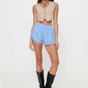 Princess Polly Blue Checkered Athletic Shorts